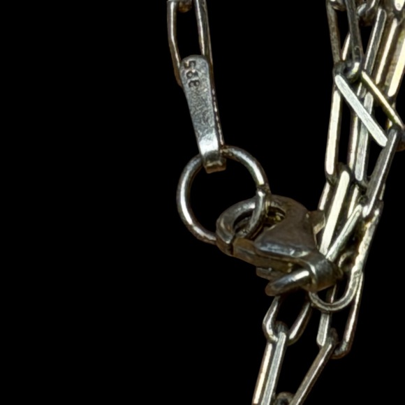 18” Sterling Chain and Pendant Setting of a Faience Clay Amulet of Sobek - Picture 7 of 9